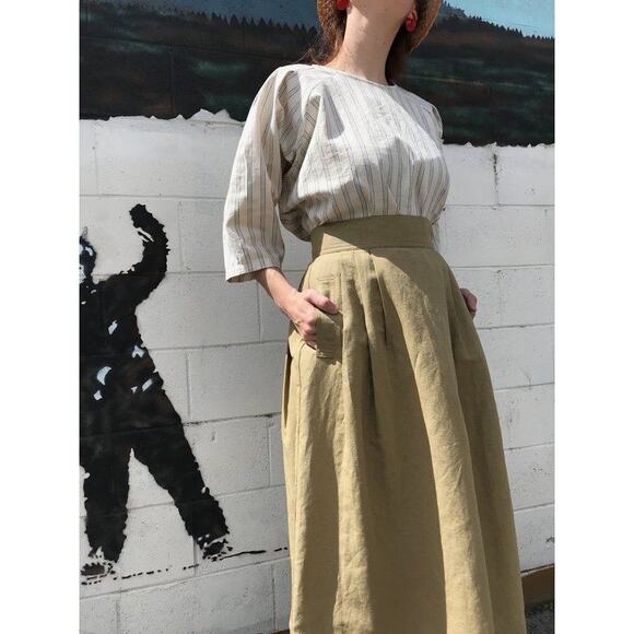Micaela Greg Linen & Cotton Midi Skirt Size 4 - Picture 1 of 6